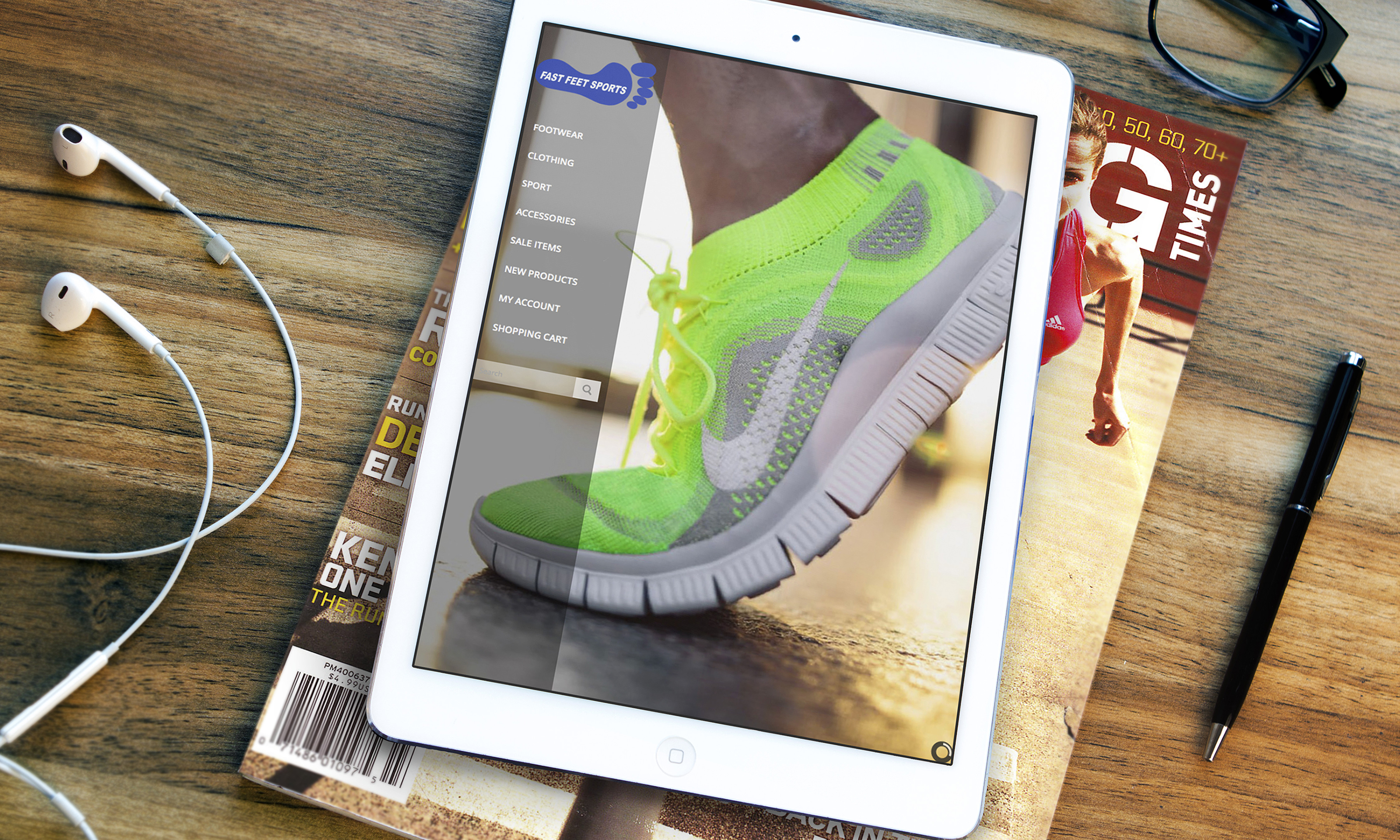 fast feet website - shown on an iPad